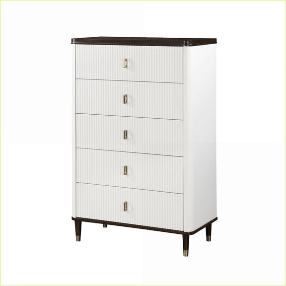 Chests White & Walnut Timeless Storage Chest with Spacious Drawers | White+Walnut | Synthetic Wood