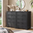 thumbnail image 1 of Chests of Drawers Dresser for Bedroom,8 Drawer Dresser Storage Organizer with Woven Leather Drawers for Living Room,Black, 1 of 5