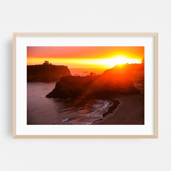 Chetco Point - Brookings Oregon Photography Sunset Coast Ocean Beach Landscape Scenic Nature Oak Framed Wall Art Print 5 x 7 inches
