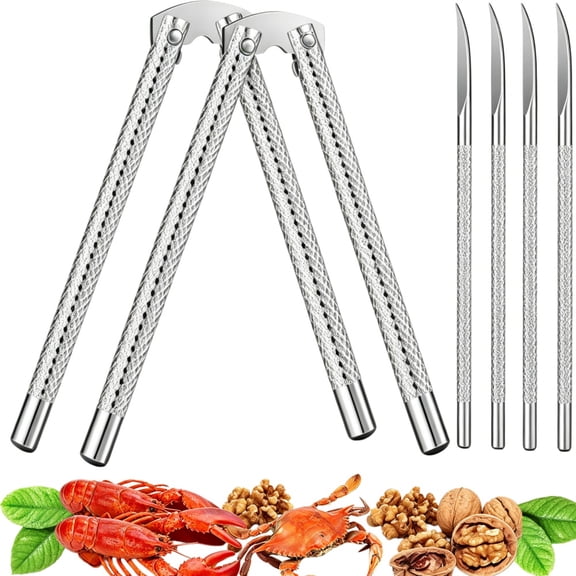Chetnut cracker Nut Cracker, Multi-Purpose Cracker Set - Stainless Steel Seafood Pecan Crackers Forks, Non-slip Handle Walnut Cracker Tools, Lobster Crab Leg Cracker Nut Cracking Tools