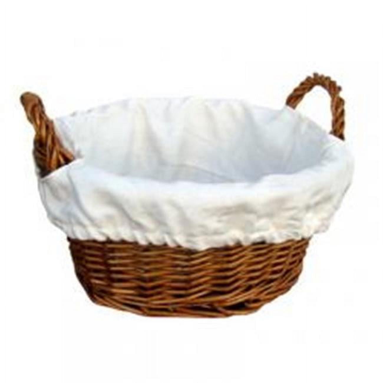 Traditional Willow Wicker Round Storage Basket with Linen Lining