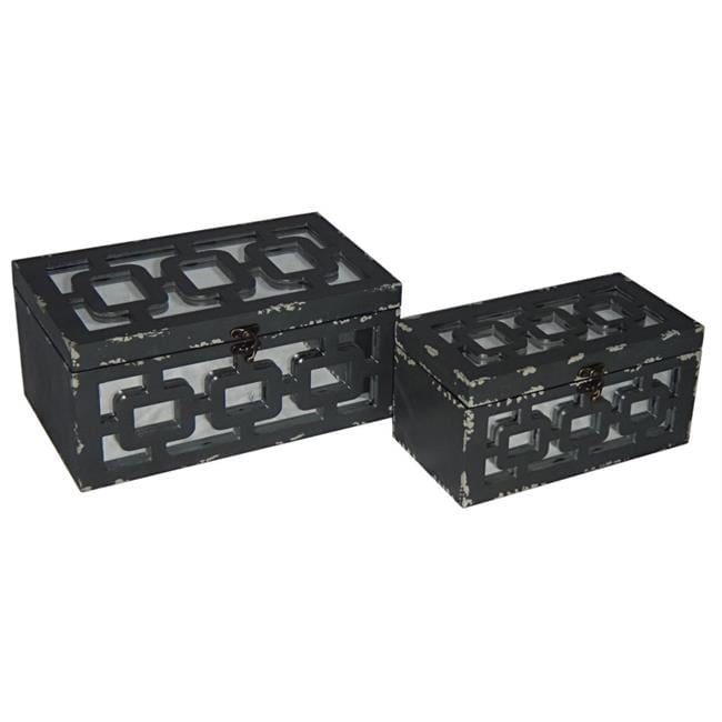Dark Gray Geometric Pattern Decorative Box Set