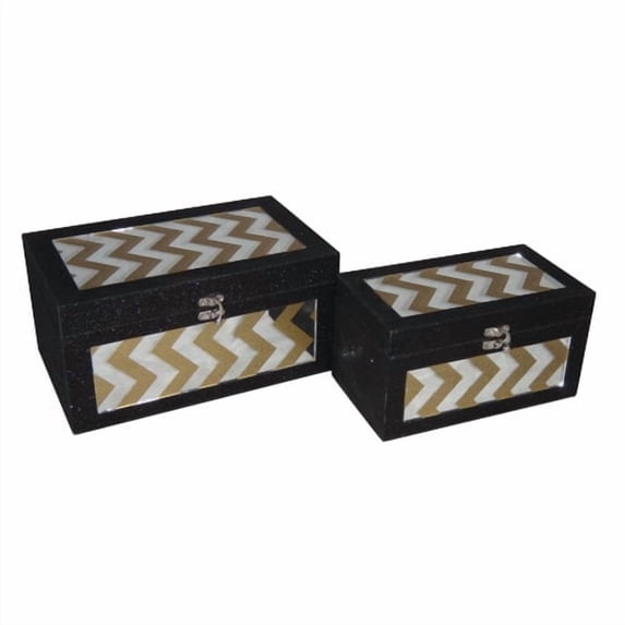 Cheungs 2 Piece Box with Chevron Pattern Overlay Set
