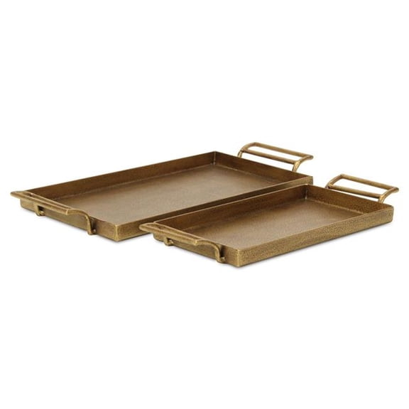 Khilov 2 Piece Gold Cast Iron Tray Set