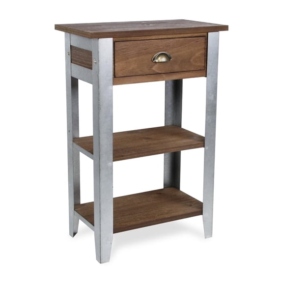 Temba Farmhouse Themed Wood & Galvanized Metal Side Table