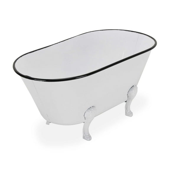Lavande Metal Tub Decor - Small - White