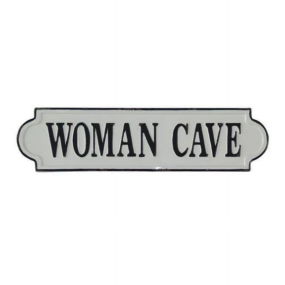 Cheungs 5033 Lacquered White Metal Wall Sign - Woman Cave