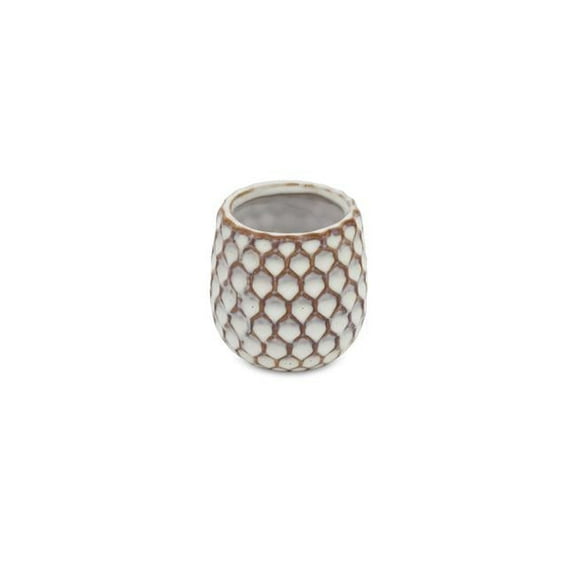 Cheungs 5595WT 2.75 x 3.25 x 2 in. Ceramic Planter with Hexagon Textured Pattern, White