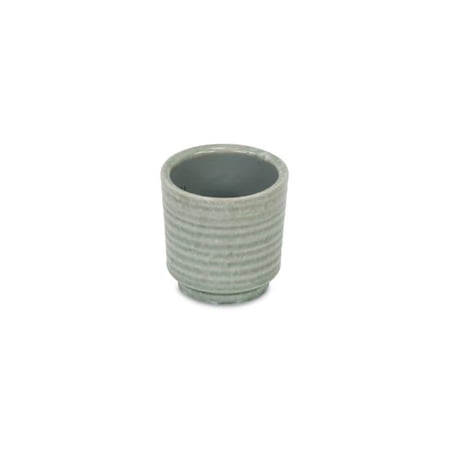 Cheungs 5658GRN Celadon Rippled Ceramic Planter, Green