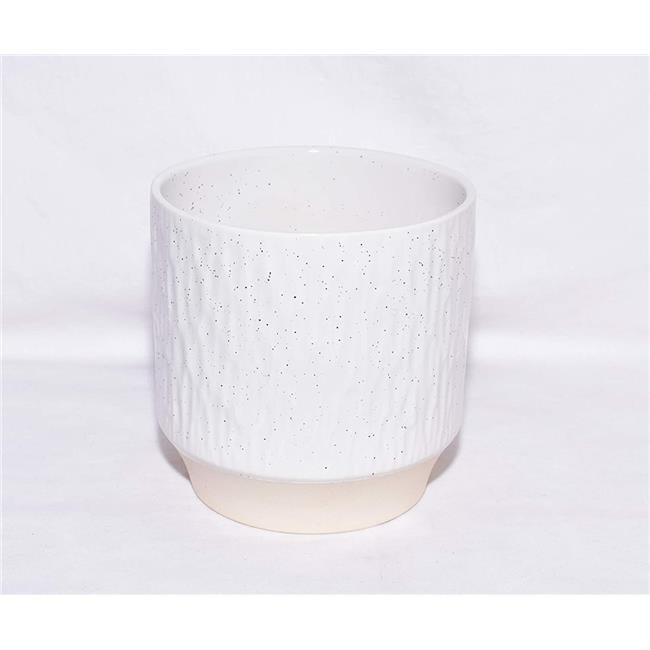 Rippled White Ceramic Indoor/Outdoor Planter, 3.75" x 4"
