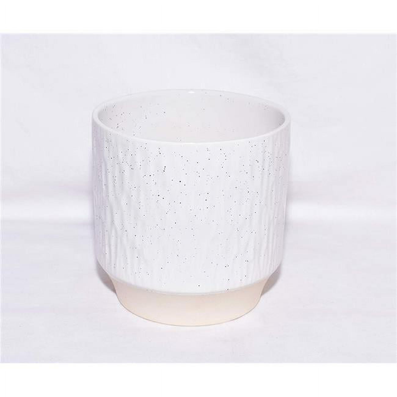 Rippled White Ceramic Indoor/Outdoor Planter, 3.75" x 4"