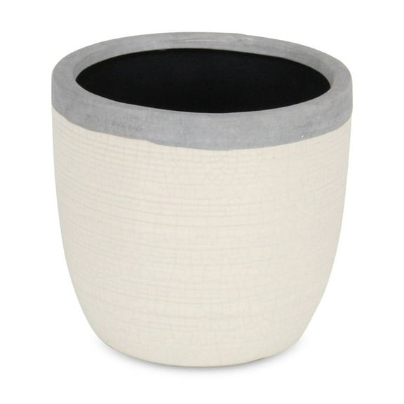 Cheungs White Ceramic Mosaic Style Glazed Pot Large