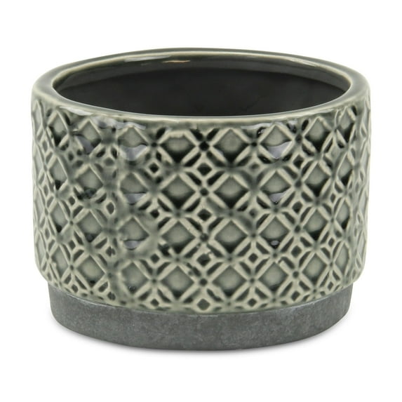 Cheungs 5781GR-S 6.75 x 6.75 x 5 in. Zajedani Wide Lattice Pot, Gray