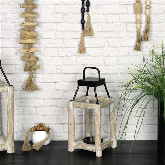 Cheungs 5880S Bexley White Toned Wooden Bar Decor Lantern, Small