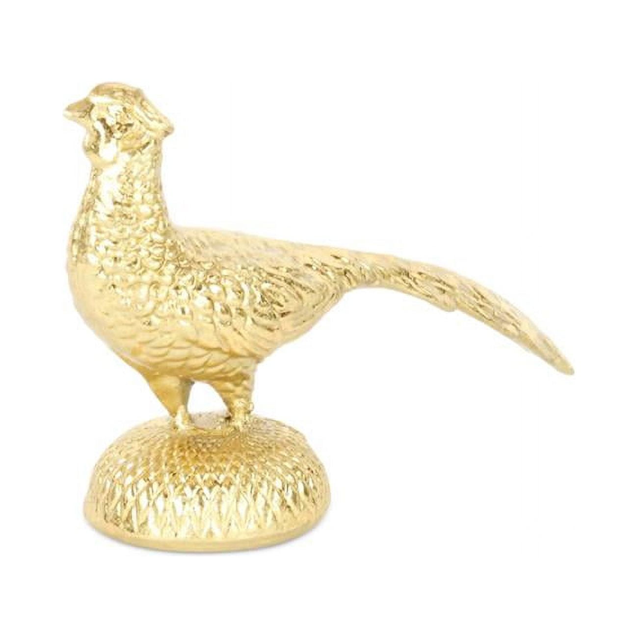 Golden Cast Iron Peacock Figurine, 10" Wide