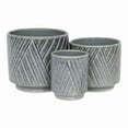 thumbnail image 1 of Cheungs 5919GR Parlora Crossed Diagonal Pattern Straight Side Ceramic Pot, Gray - Large, 1 of 1