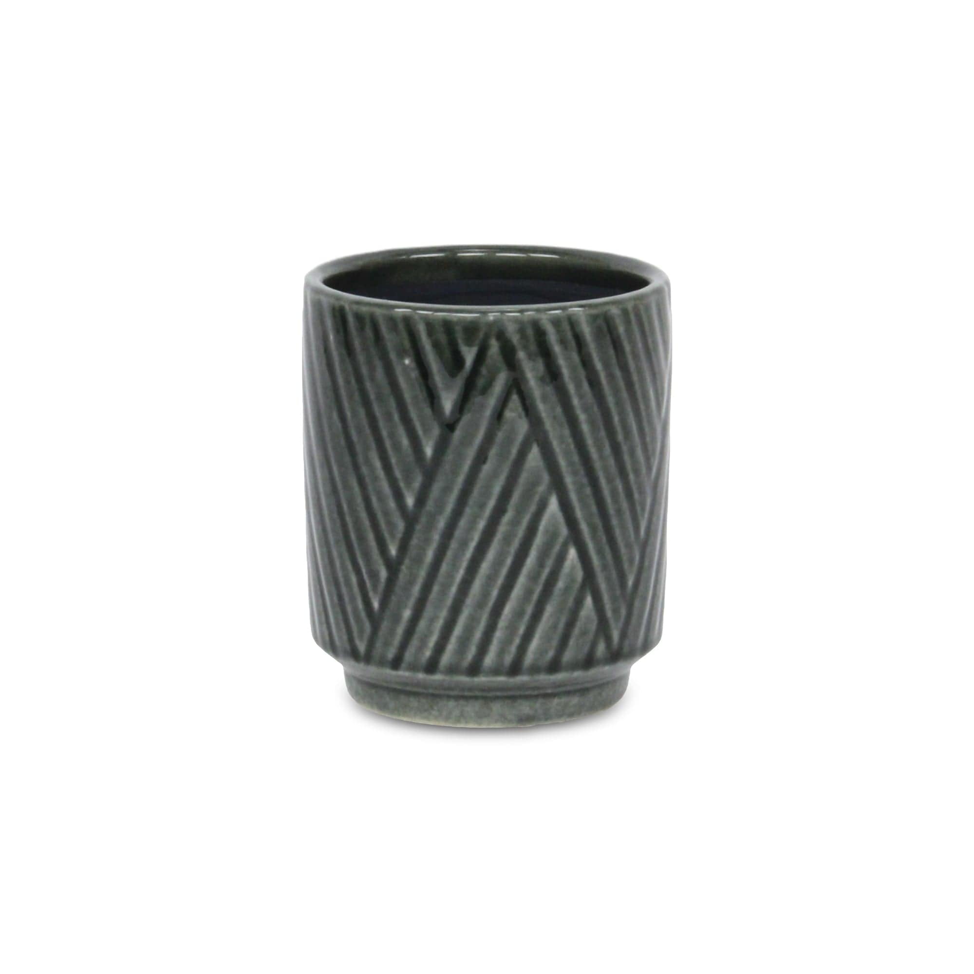 Cheungs Parlora Crossed Diagonal Pattern Ceramic Pot - Dark Gray Small ...
