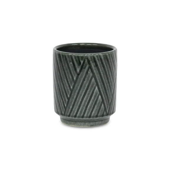Cheungs Parlora Crossed Diagonal Pattern Ceramic Pot - Dark Gray Small
