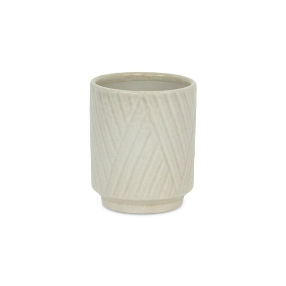 Cheungs Parlora Crossed Diagonal Pattern Ceramic Pot - White Small
