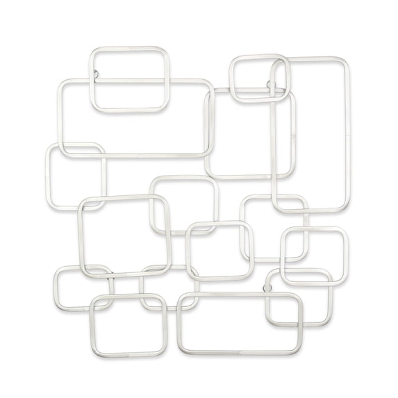 Elara Silver Curved Square Abstract Wall Decor