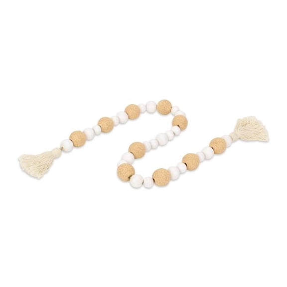 Cheungs 6037 Kira White Wood & Brown Fabric Beaded Garland