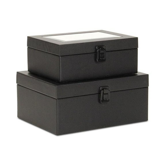 Liniva Vinyl Woven Pattern Mirrored Box Set - Black