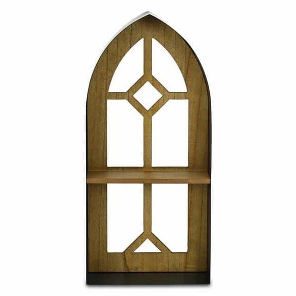 Cheungs 6231S Meliora Cathdral Window Metal & Wood 2 Tier Wall Shelf