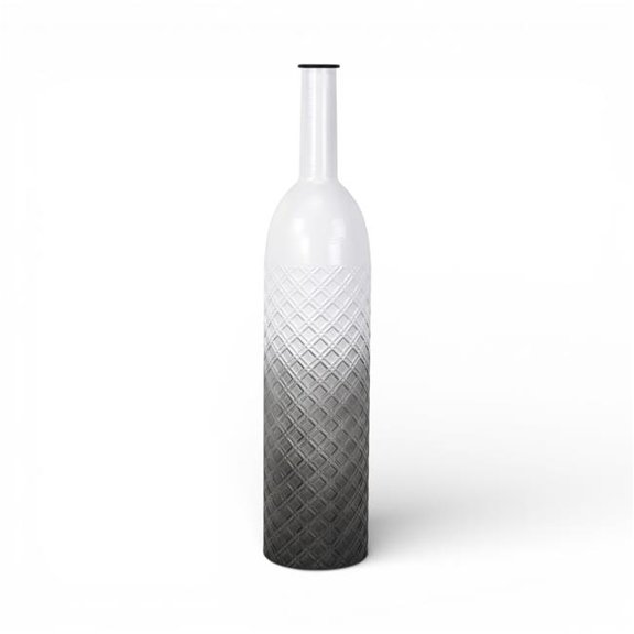 Cheungs 6240L Harkona Diamond Pattern Gray Gradient Metal Floor Vase - Large