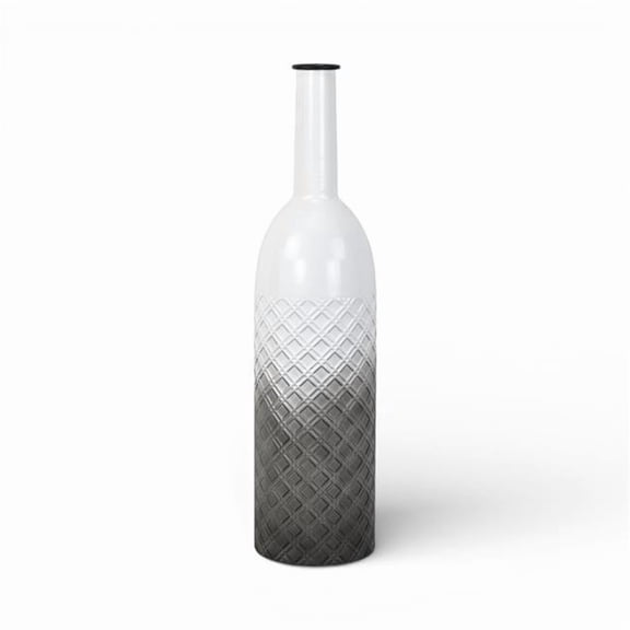 Cheungs 6240S Harkona Diamond Pattern Gray Gradient Metal Floor Vase - Small