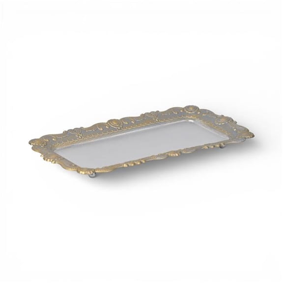 Cheungs 6243SV Ecara Gold Accented Silver Metal Table Tray