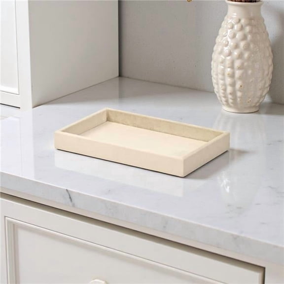 Cheungs 6256CR Cantora 9' Cream Velvet-Lined Rectangular Catchall Tray