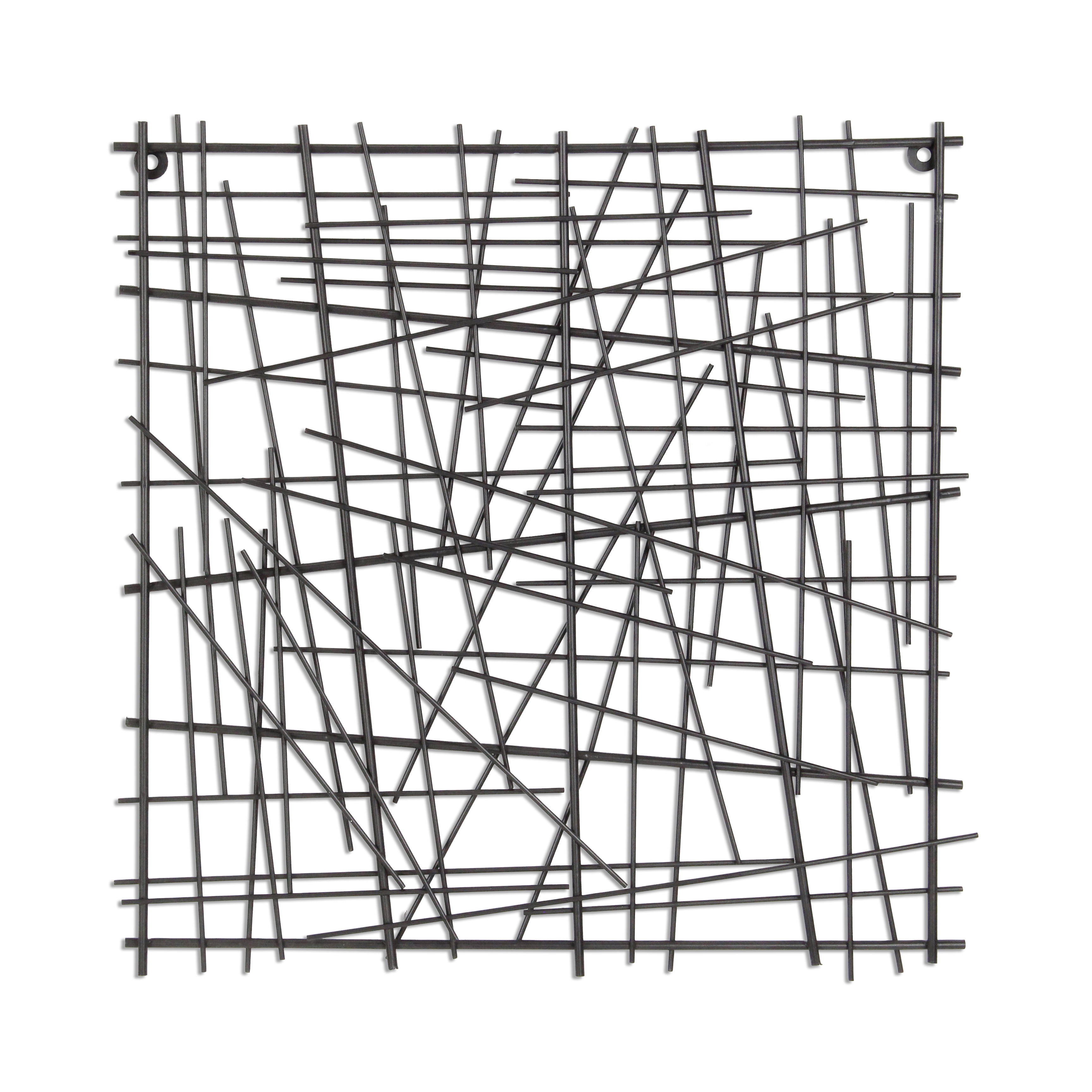Pewter Abstract Metal Square Wall Sculpture, 19.5"