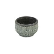 Cheungs Blue Ceramic Round Pot with an Overlapping Leaf Pattern Small