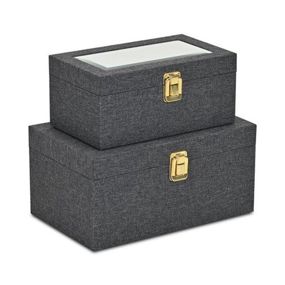 Cheungs 5725-2DGR Canter Isle Linen Box Set - Dark Gray