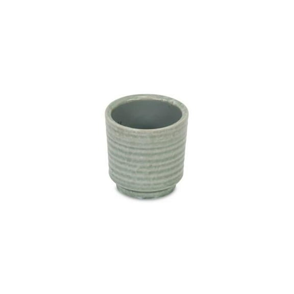 Cheungs Celadon Gray Ceramic Rippled Planter Green
