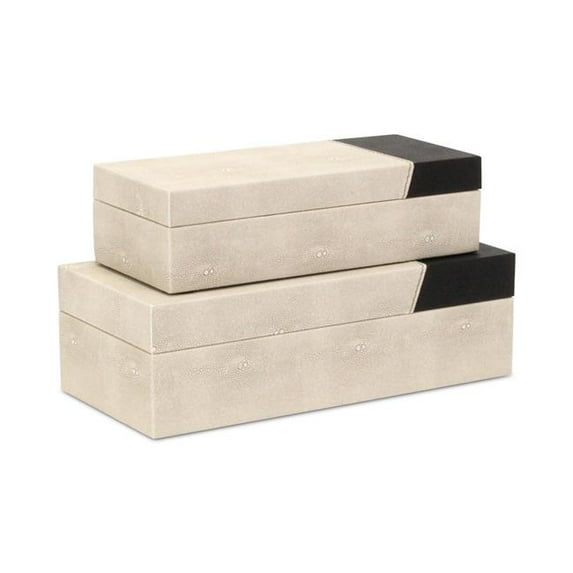 Cheungs 6057-2CRBK Celesti Two Tone Black & Cream Rectangle Storage Box Set
