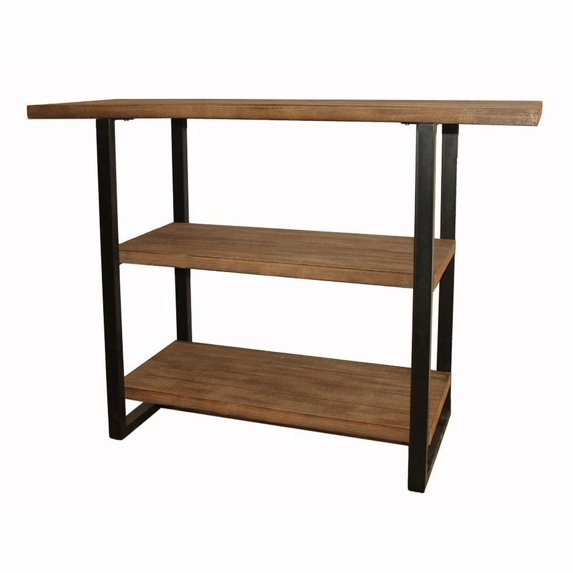 Temba 3 Tier Rustic Wood & Metal Frame Display Table
