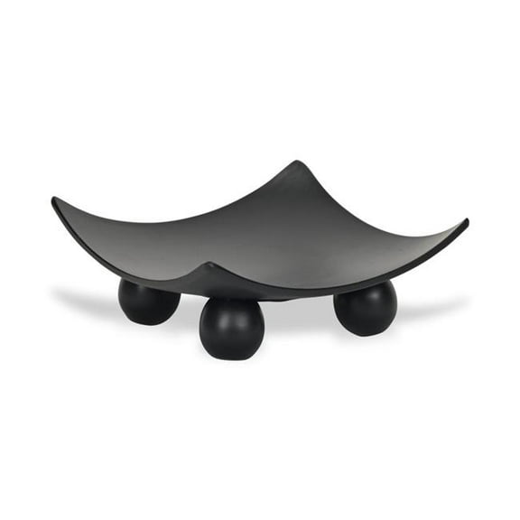 Cheungs 6159BK-S Clyne Curved Black Wood Trays on Wood Orbs - Small