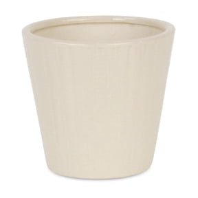Cheungs Currula Tapered Vertical Dotted Pattern Ceramic Pot - Off White Small