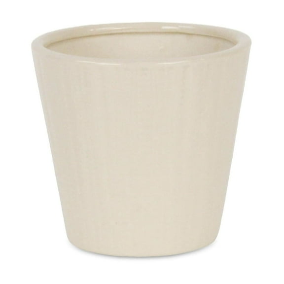 Cheungs Currula Tapered Vertical Dotted Pattern Ceramic Pot - Off White Small