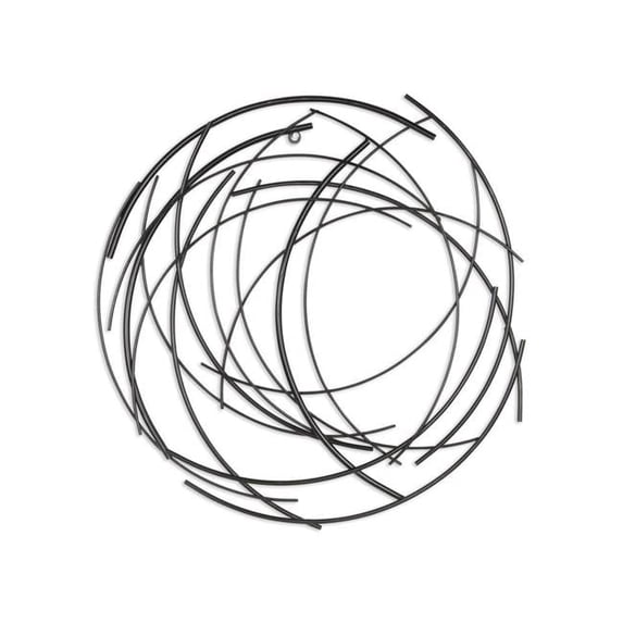 Denine Small Abstract Round Wall Art - Black
