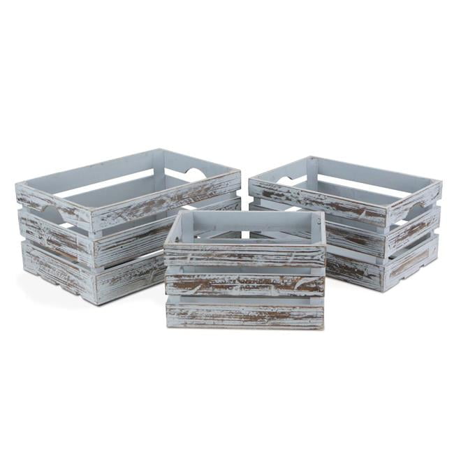 Cheungs FP-3508-3GW Gray Wash Wooden Crate - Set of 3