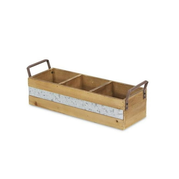 Cheungs FP-3878BR Brown Wooden 3 Slot Storage Caddy