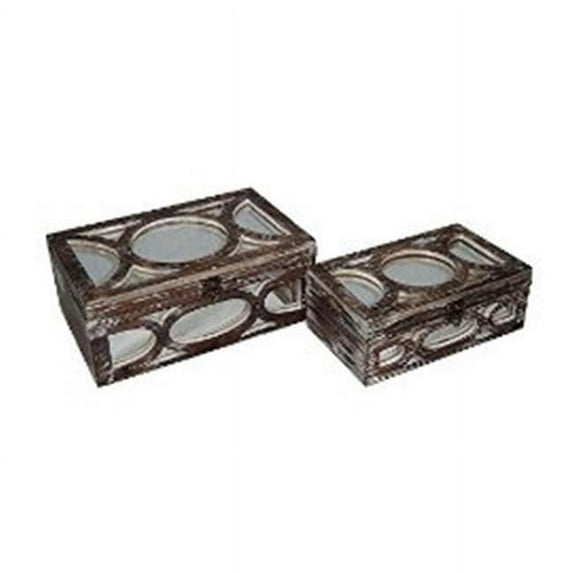 Twyla Set of 2 Mirror Overlayed Wood Boxes