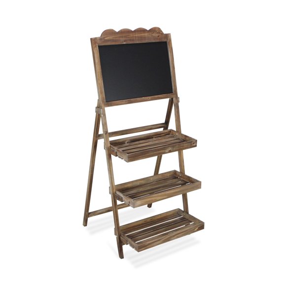 Genna 3 Tier Wood & Chalkboard Folding Shelf