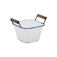 thumbnail image 1 of Cheungs Lacquered Finish White Storage With Side Wood Handles - Blue Rim, 1 of 3