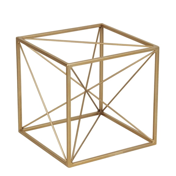 Cheungs Large Decorative Golden Cube With Abstract Center Design