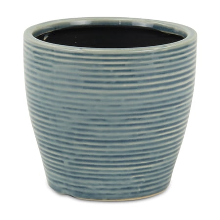Cheungs Livia Blue Ceramic Rippled Pot Large