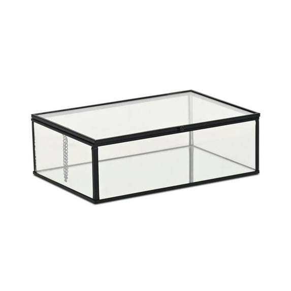Lume Glass & Metal Frame Storage Box - Black