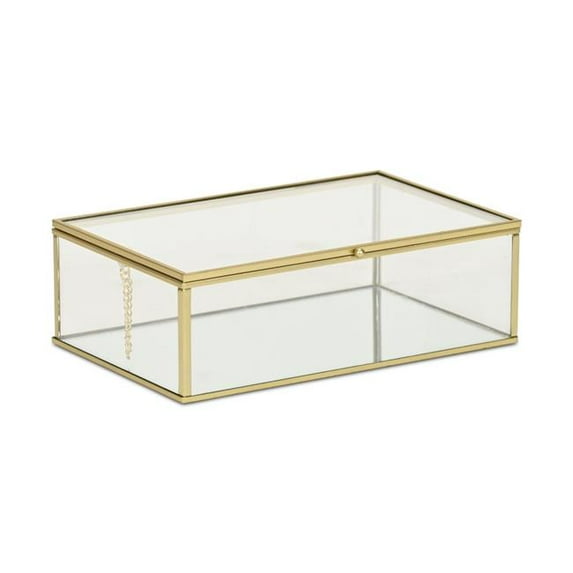Lume Glass & Metal Frame Storage Box - Gold